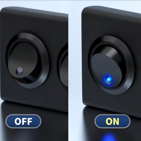 12V rocker switch panel, 20A SPST ON/OFF, blue LED switch, suitable for RV, car, truck, and marine installation. (1/4)