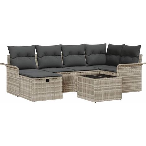 Maison Exclusive - Set Divano da Giardino con cuscino 7 pcs Poly Rattan (1/5)