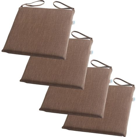 Lot de 2 Coussin de Chaise avec Attaches, Galette de Chaise Lin Lavable 45x45cm pour Cuisine Salle à Manger Intérieur Extérieur