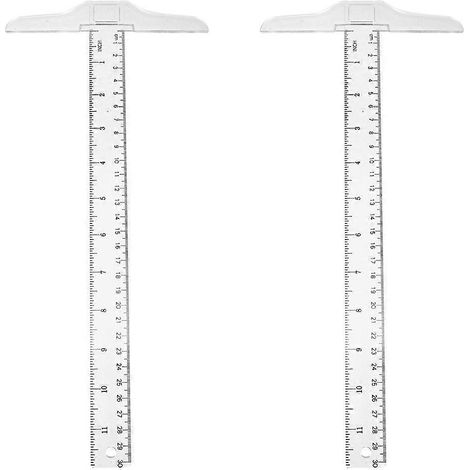 Lot de 2 règles en forme de T à double échelle, outil de mesure en plastique-33X15X0.5CM (1/2)