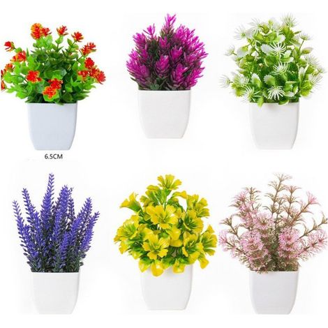 6 mini plantes artificielles en pot – Idéal pour décoration intérieure, salon et espace de travail (1/5)