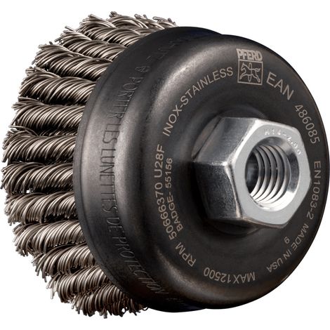PFERD POS Topfbürste 2-reihig gezopft TBG HD Ø 65 mm M14 Edelstahl-Draht-Ø 0,50 mm Winkelschleifer (1/3)