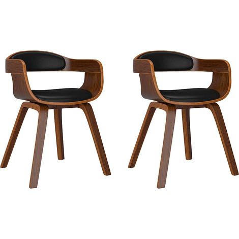 Maison Exclusive - Esszimmerstühle 2 Stk. Schwarz Bugholz und Kun (1/5)