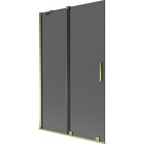 Mexen Velar Badewannenabtrennung 2-flügelig verschiebbar 110 x 150 cm, Graphit, Gold - 896-110-000-41-50