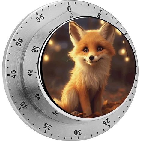 Minuteur en acier inoxydable forme de renard mignon avec base (1/5)