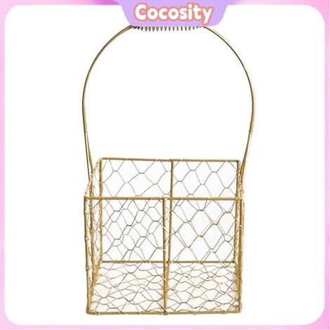 Cocosity arrangement floral Cocosity panier de fleurs portatif Panier de fleurs en fer doré, artisanat, cadeau à meuble panier (1/5)