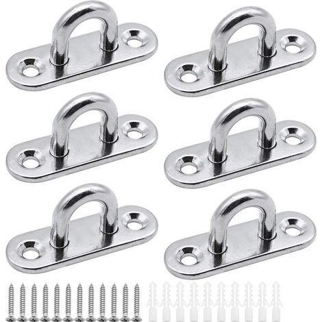 6-teilige Ösenplatten, Edelstahl-Abdeckplatte, 5 mm Mastplatte, robuste Befestigungshaken für Wandhaken, Hängestühle, Markisen, Bootszubehör usw. (1/5)