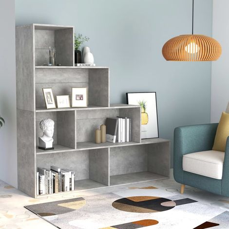 The Living Store Bücherregal/Raumteiler Betongrau 155x24x160 cm Holzwerkstoff - Bücherregal - Regal - Raumteiler - Holzmöbel - Betongrau (1/5)