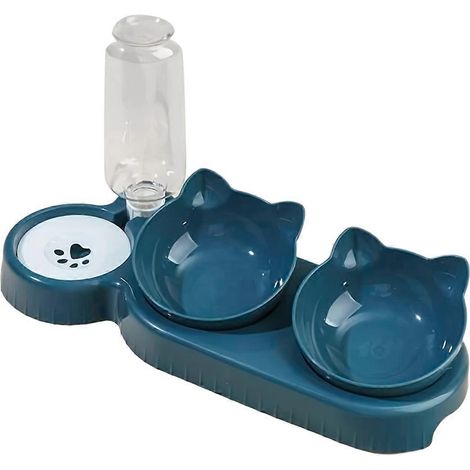 Futternäpfe mit integriertem Wasserspender, 3-in-1-Modell: schräger Napf für Wasser und Futter (1/5)