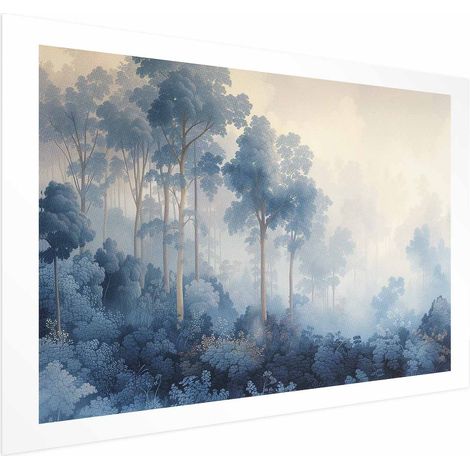 Poster – Ein Wald in nebligen Blautönen (1/4)