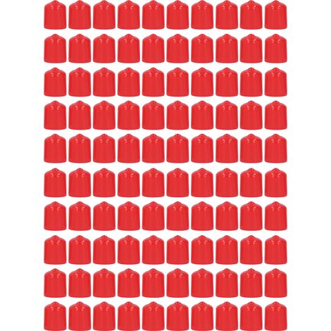 100 embouts de protection de filetage ronds et flexibles en PVC ignifugé, rouges, 15 mm (1/5)