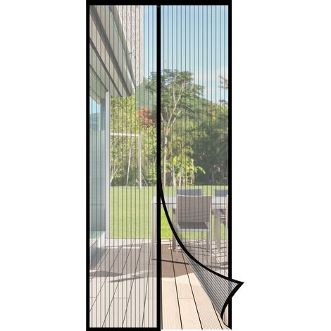 Magnet Fliegengitter für Balkontür Insektenschutz ohne Bohren Schwarz, Passend für Terrassentür, Einfach zu Installieren,90 x 210 cm