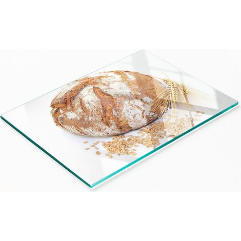 Tabla de cortar y servir de vidrio decorativa para pan y trigo, 80x52 cm