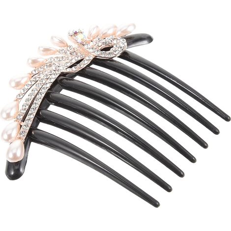 Perlen Haarkamm für Damen und Mädchen aus Metall mit 7 Zähnen Strass Haarspange Einfach zu Klemmen und Hält das Haar Fest für Geburtstag und Auftritte (1/5)