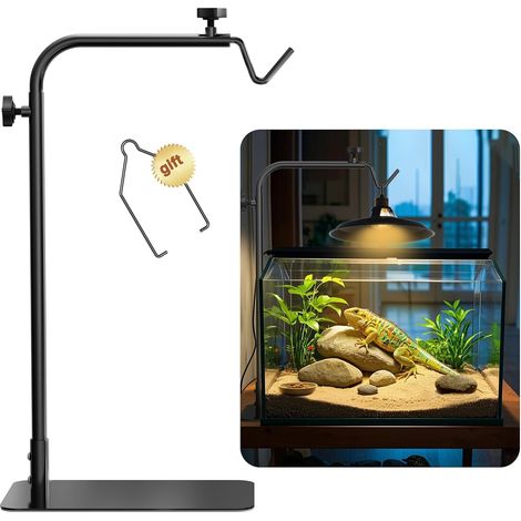 Support lampe chauffante reptiles réglable 45,7–81,3 cm, base lourde, pour pogona tortue serpent lézard, lampes dôme pour terrarium aquarium