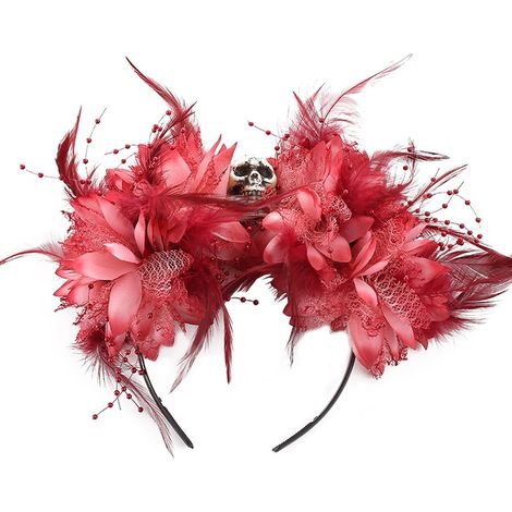 Headband Fleur - Couronne Crâne Halloween Jour des Morts - Accessoire Cosplay Photo Festif - 1 Pièce (1/5)