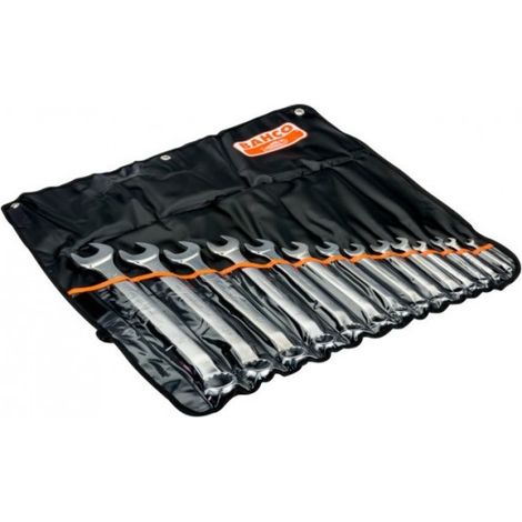 BAHCO - Jeu de clés mixtes contre-coudées, dimensions métriques - 14 pcs/pochette
