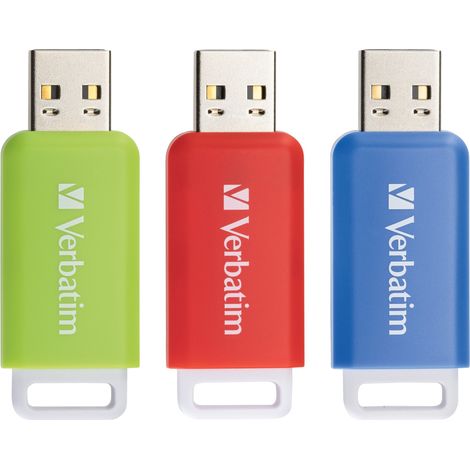 Clé USB 2.0 VERBATIM DataBar Pack de 3 (16 Go, 32 Go & 64 Go)
