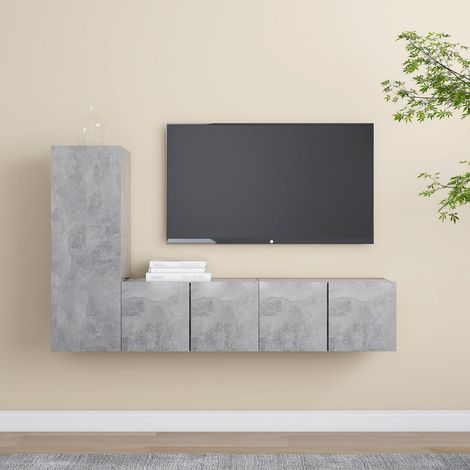 vidaXL 3 Piece TV Cabinet Set Concrete Grey Engineered Wood (804521+803352)