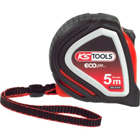 Kstools – Mètre déroulant 5 m x 19 mm – Boîtier ABS tri-matière – Enrouleur et arrêt automatique – Classe II pour professionnels