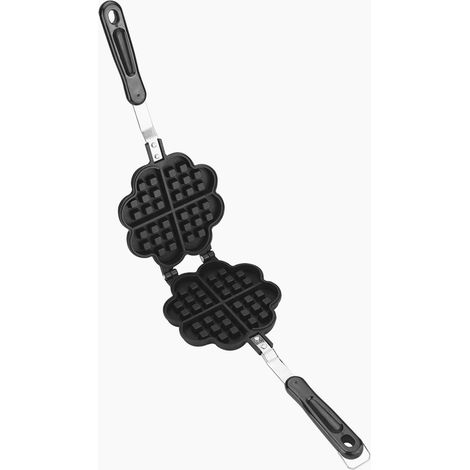 Moule à gaufres en forme de cœur, antiadhésif, pour plaque de cuisson sur gaz, outil de pâtisserie domestique, presse à waffle, moule rigide, ustensile de cuisine. (1/5)