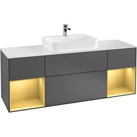 V&B Waschtischunterschrank Wandbeleuchtung Finion 160cm, Pl w m, Reg gol m Lac, Anthrac. m (1/2)