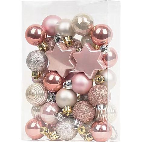 Set di 30 decorazioni per l'albero di Natale - palline di Natale color oro chiaro da 3 cm - palline decorative assortite