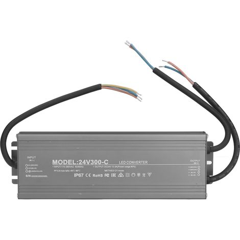 Alimentation LED étanche IP67 300W 24V 12.5A transformateur tension constante pour enseignes lumineuses AC170-265V (1/5)