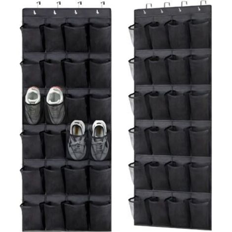 Sac de rangement pour chaussures noir suspendu, 56150cm, lot de 2, fixation murale, pour usage domestique. (1/5)