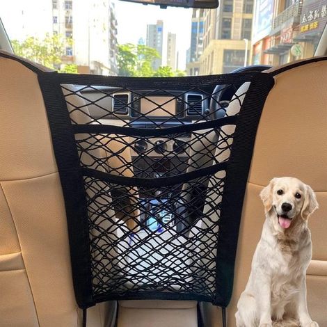 Red de almacenamiento para el asiento trasero del coche，Gancho organizador de malla para el asiento delantero，Red de 3 capas para perros (1/3)