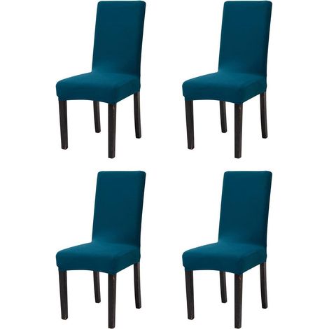 Stuhlhussen 4er Set, Stretch-Bezüge für Esszimmerstühle, abnehmbar, waschbar, blaugrün (1/5)