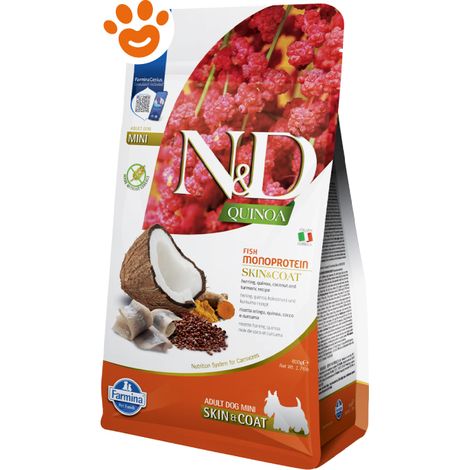 Farmina Dog N&D Quinoa Skin&Coat Adult Mini Aringhe - Sacco 800 Gr - Cibo Secco Cani