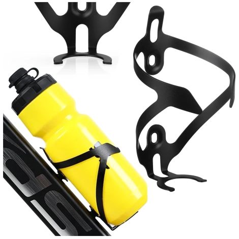 Portabotellas para bicicleta, soporte universal para botellas de agua, color negro. (1/5)