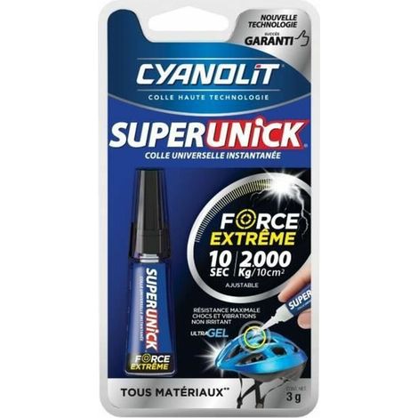 Colle réparatrice - CYANOLIT - Super unick instant plastic - 3 g - Ultra-rapide - Polyvalente (1/4)