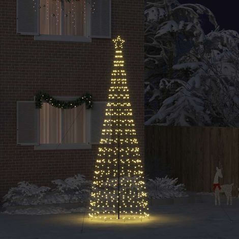 Arbre de Noël LED avec piquets au sol Blanc chaud 400 cm Fer (1/5)