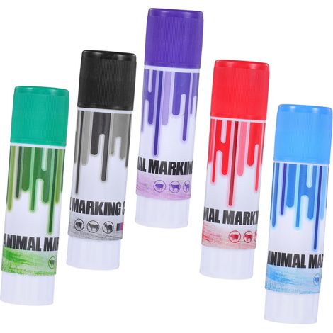 Lot de 5 Crayons de Marquage en Cire pour Animaux Ferme, Multiusage, pour Identification des Vaches et Chevaux en Élevage (1/5)