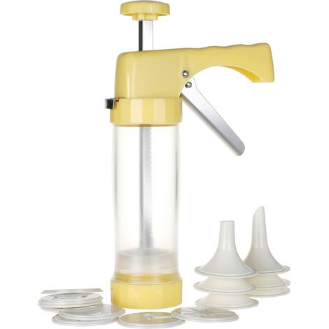 Press À Cookies - Tube Transparent 5,7 cm x 22 cm - 16 Disques En Plastique - 6 Embouts De Décoration - Kit Complet Pour Biscuits Maison (1/5)