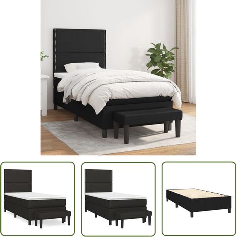 The Living Store Boxspringbett mit Matratze Schwarz 100x200 cm Stoff - Boxspringbett - Doppelbett - Bett Mit Matratze - Bettsofa - Schlafsystem (1/5)