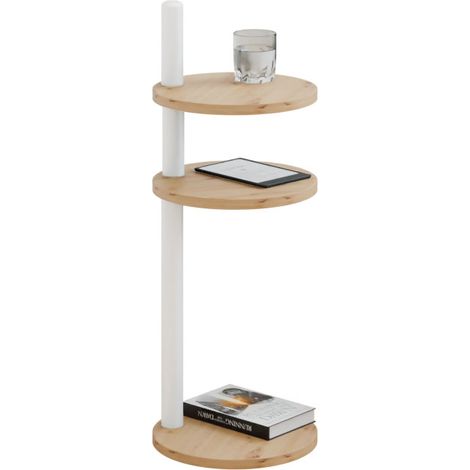 Table d'appoint ronde loft à 3 niveaux 30x30x97 cm métal blanc (1/5)
