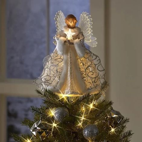 Anges étoiles pour sapin de Noël - De magnifiques décorations d'anges blancs qui ajoutent une touche d'éclat aux décorations de Noël festives. (1/3)