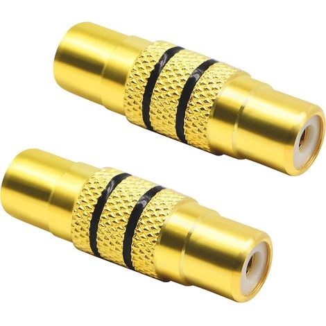 Adattatore video da RCA femmina a RCA femmina placcato oro, cerchio RCA nero, 2 pezzi (1/5)
