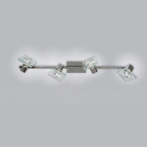 Applique Contemporanea Square Metallo Cromo Vetro Bianco Extrachiaro 4 Luci Gu10 (1/2)