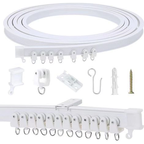 5M Flexible Ceiling Curtain Track Kit with 40 Hooks for Home, Bedroom, Window, Bathroom, Office (1/5)