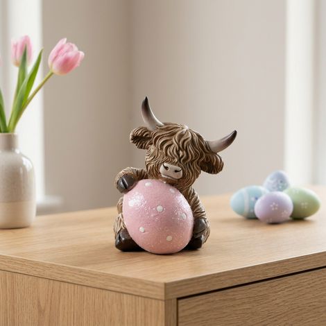 Highland Cow Easter Egg Ornament (1/2)