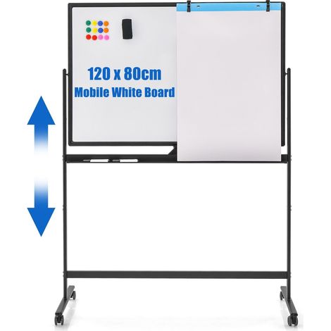 Portable Double-Sided Magnetic Mobile Whiteboard Adjustable Rolling Erase Board (1/5)