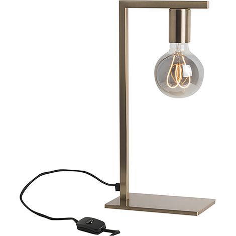 Lampada da Tavolo Twin E27 per Interni - Struttura in Metallo Ottone Satinato 75W IP20 - Classe II - Design Decorativo - Rossini Group (1/5)