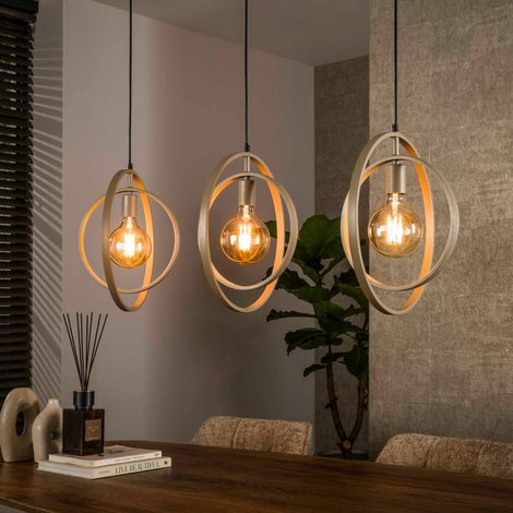 Suspension îlot beige mat, 3 anneaux pivotants métal TRIBECA (1/5)