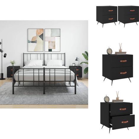 Tables de chevet 2 pcs noir 40x35x47,5 cm bois d’ingénierie - Table De Chevet - Meuble De Chambre - Armoire De Chevet - Mobilier Moderne - Design Contemporain (1/5)