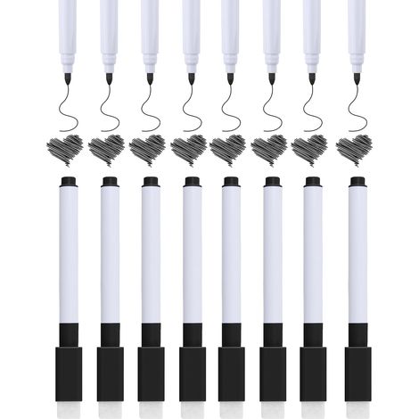 8 PCS Feutre Tableau Blanc Effacable, Magnétique Feutre Ardoise Marqueur Tableau Blanc Effaçable, Pointe Fine, Faible Odeur, pour École, Maison, Bureau (Noir) (1/5)