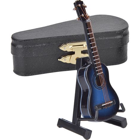 Mini guitare classique en bois bleu, modèle miniature pour décoration de bureau (1/5)